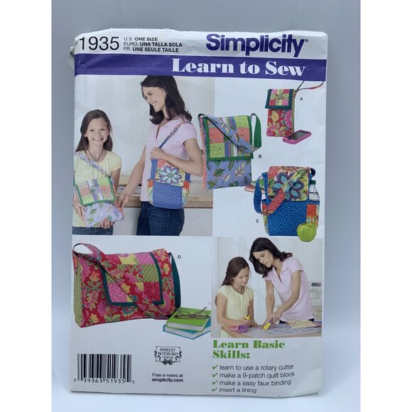 Simplicity Patchwork Quilting Bags Sewing Pattern 1935 - uncut - Picture 4 of 4